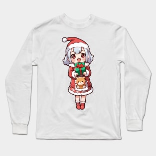 Cute christmas anime girl Long Sleeve T-Shirt